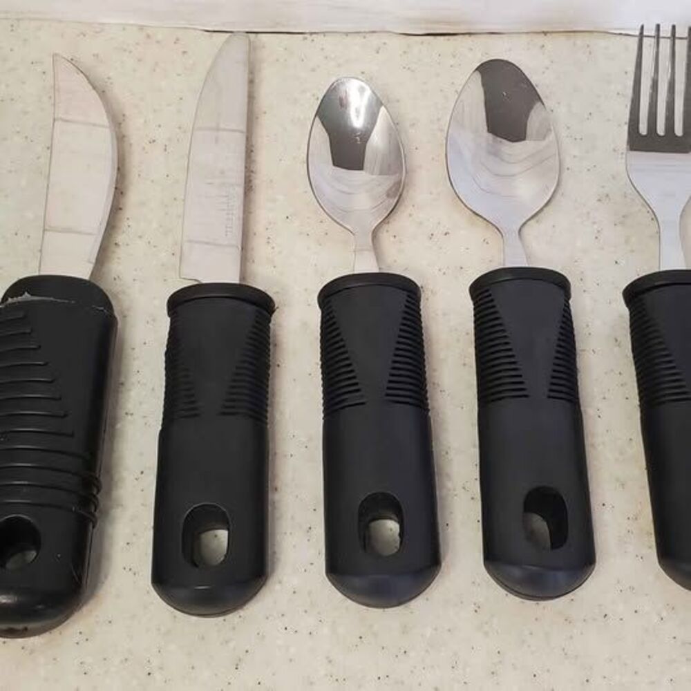 7 Pc Weighted Silverware Utensil Set Large Easy Grip Handles